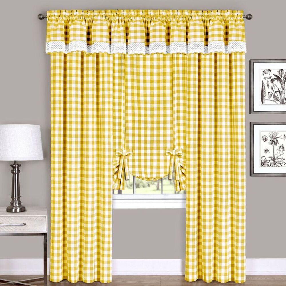 Achim Home Furnishing: Buffalo Yellow Plaid Modern Window Curtain Panel : 42" x